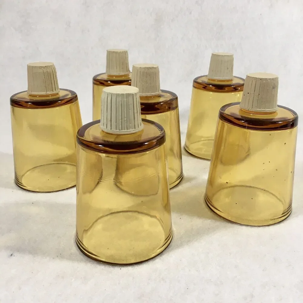 Lot Of 6 Amber Votive Sconce Replacement Glass Globe